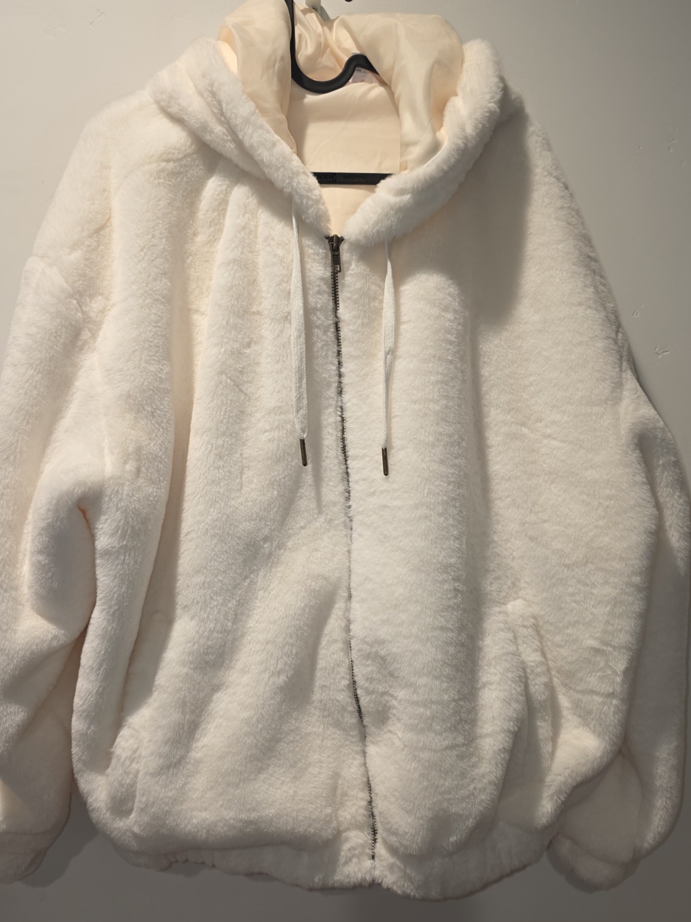 Plush Hooded Zip Jacket - Cream - Picture 2 of 15